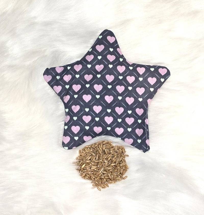 Bio Dinkel Körnerkissen Stern Form 130G Ca. 15, 5 X 15 cm Dunkelgrau Anthrazit Mit Rosa Herzen von Etsy - JulesTraumstuebchen