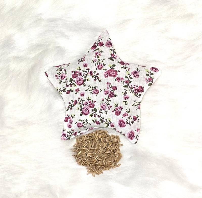 Bio Dinkel Körnerkissen Stern Form 130G Ca. 15, 5 X 15 cm Weiß Mit Rosen Floral von Etsy - JulesTraumstuebchen