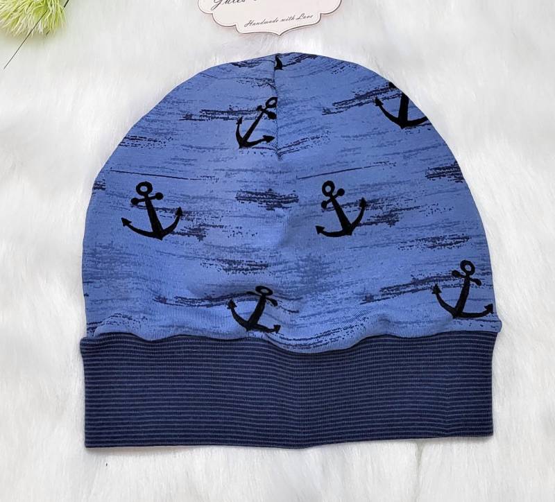 Blau Meliert Anker Maritim Beaniemützen Für Baby Und Kleinkinder Kopfumfang 44-52 cm von Etsy - JulesTraumstuebchen