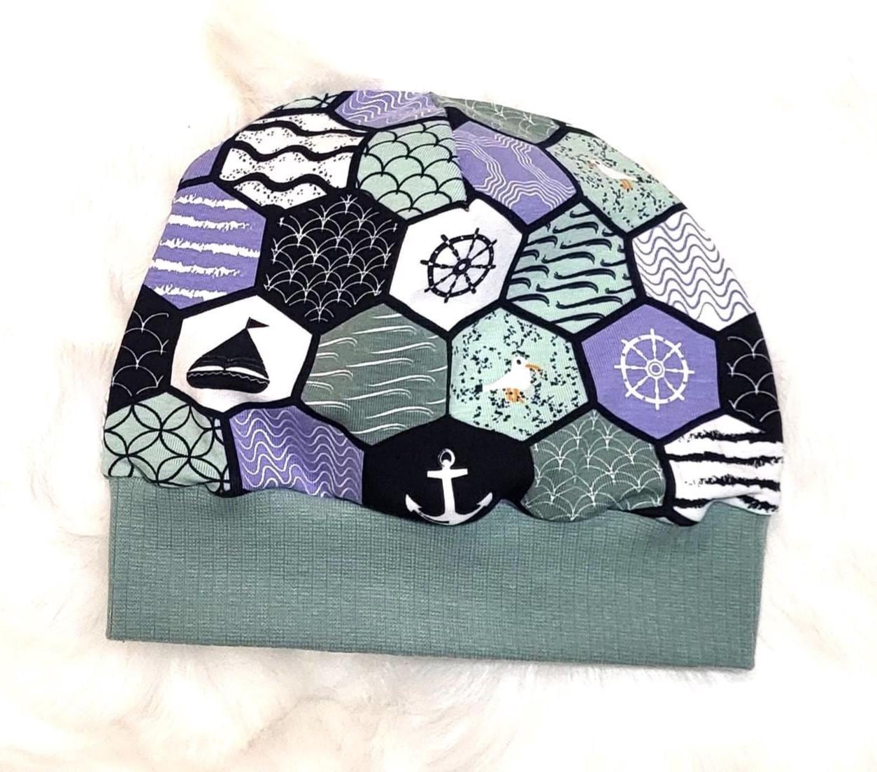 Mintgrün Dunkelblau Anker Schiff Möve Wabe Maritim Beaniemützen Für Baby Und Kleinkinder Kopfumfang 44-52 cm von Etsy - JulesTraumstuebchen