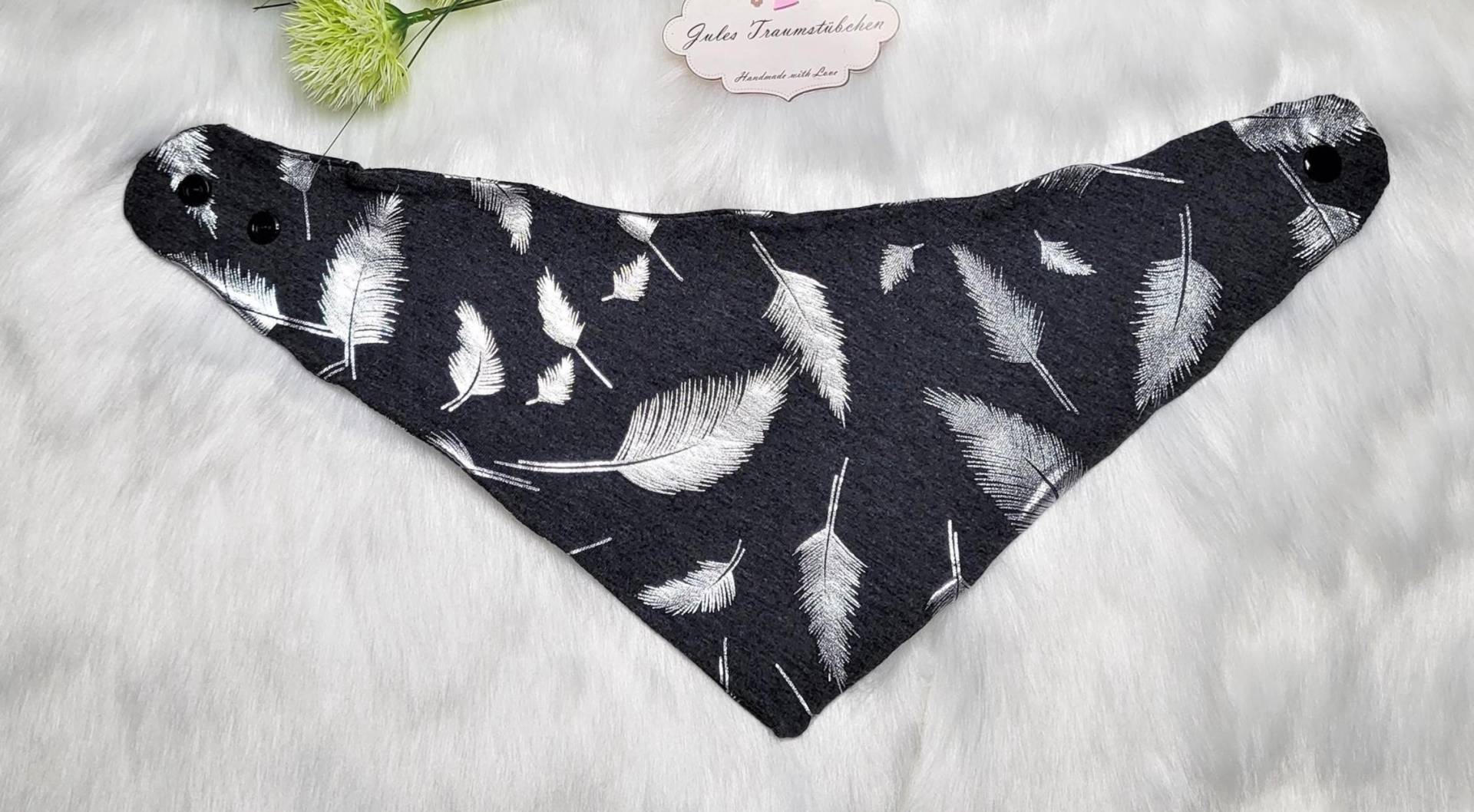 Schwarz Silber Schimmernde Federn Dreieckstuch Zum Wenden Baby Und Kleinkinder Gr 50 Bis 104 Einheitsgröße Jersey von Etsy - JulesTraumstuebchen