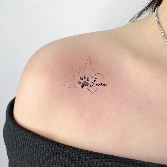 Haustier Herz Liebe Tattoo-Blumen Tattoo-Custom Name Tier Gedenk Tattoo-Temporäre Tattoo Set-Kleine Pfote Tattoo-Passed Away-Denkmal Für Hunde von Etsy - JulienPShop