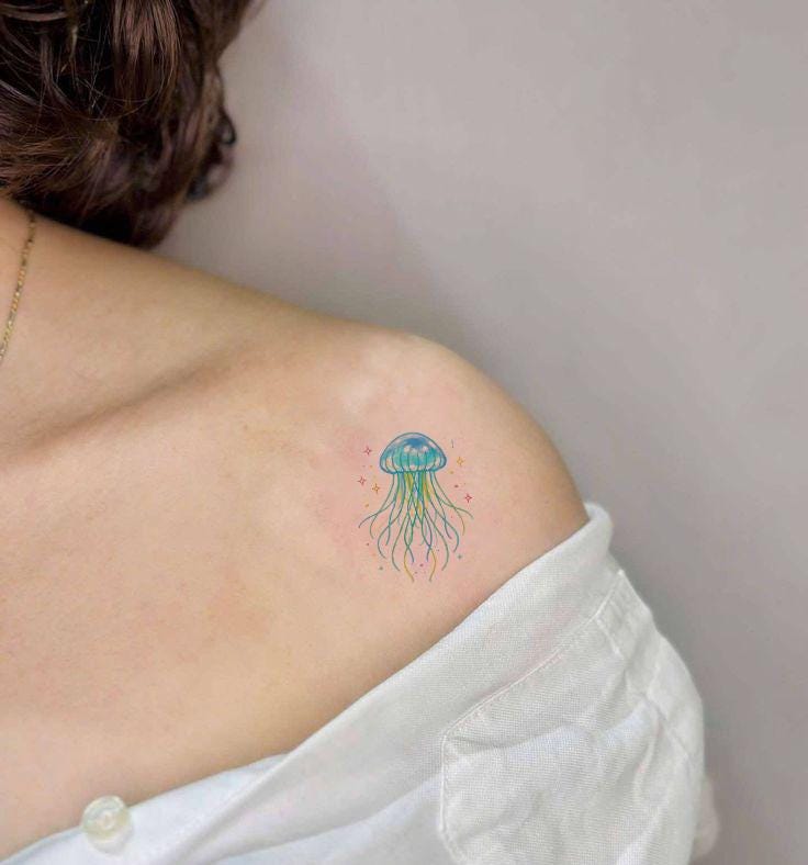 Qualle Temporäres Tattoo-Cooles Tattoo-Minimalist Tattoo-Temporäres Tattoo Set-Tattoo-Liebhaber Geschenkidee-Freundschaft Geschenke-Wasserdicht von Etsy - JulienPShop