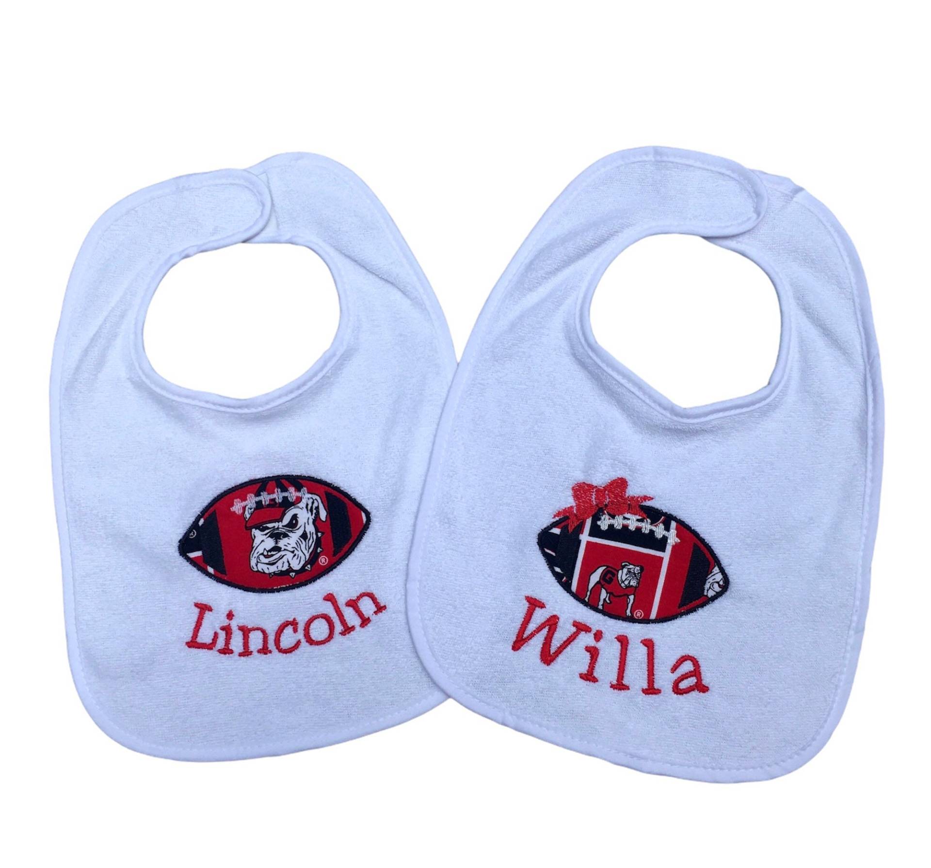 Uga Personalisierte Monogramm Baby Lätzchen, Custom Bulldogs Geschenk, Mädchen College Football Lätzchen von Etsy - JustYouInMindGifts