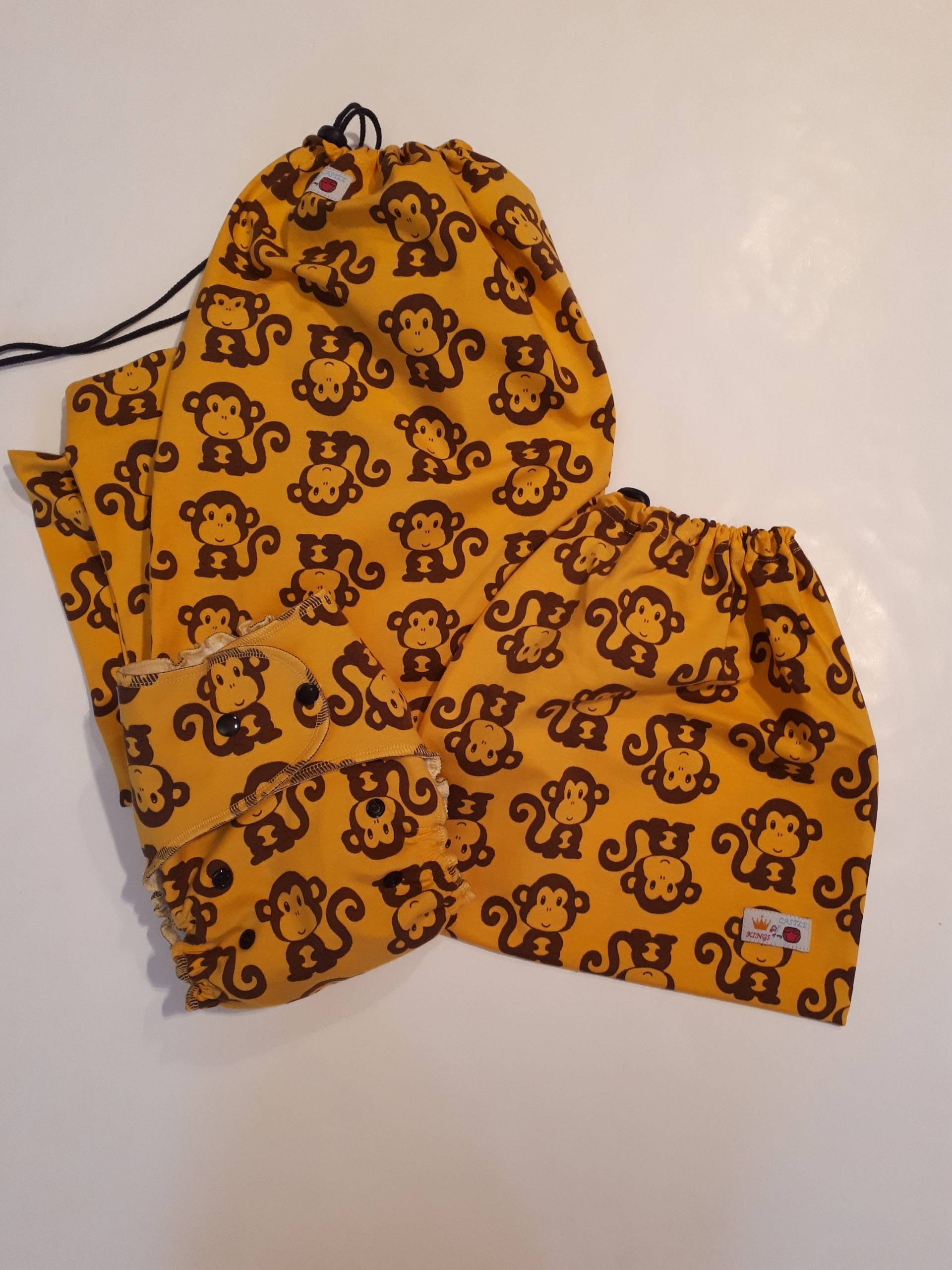 stoff Windelset Affe/3 Bambu Passefertige Windel + Windelpail Nasstasche Tuch Windelpackung Set von Etsy - KINGSofmyCASTLE