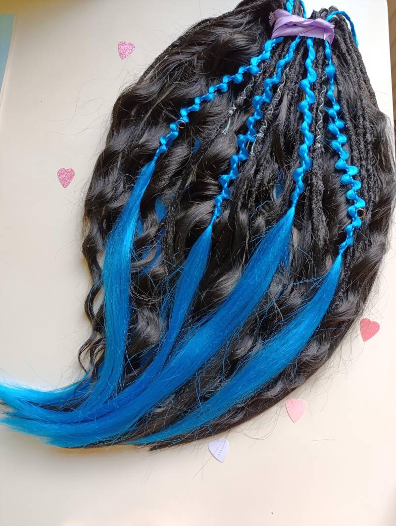 Blau Schwarz Curly Kanekalon Haarverlängerungen Set Zum Flechten Crochet Twist Festival Frisuren Look Blau Schwarz Curly Kanekalon Haarverlängerungen Set Zum Flechten Crochet Twist Festival Frisuren Look von Etsy - KIRINDREADS