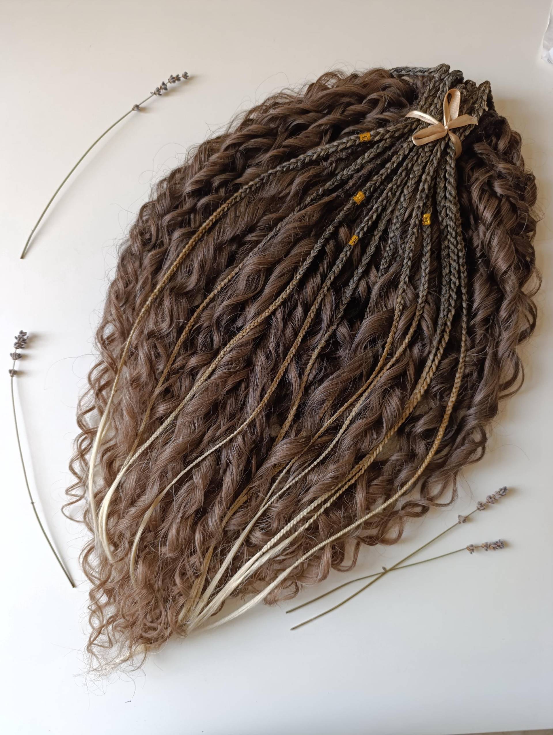 Dunkelbraun Bis Beige Geflochtenes Ombre in Curly Dreads De/Long Distressed Faux Wavy von Etsy - KIRINDREADS