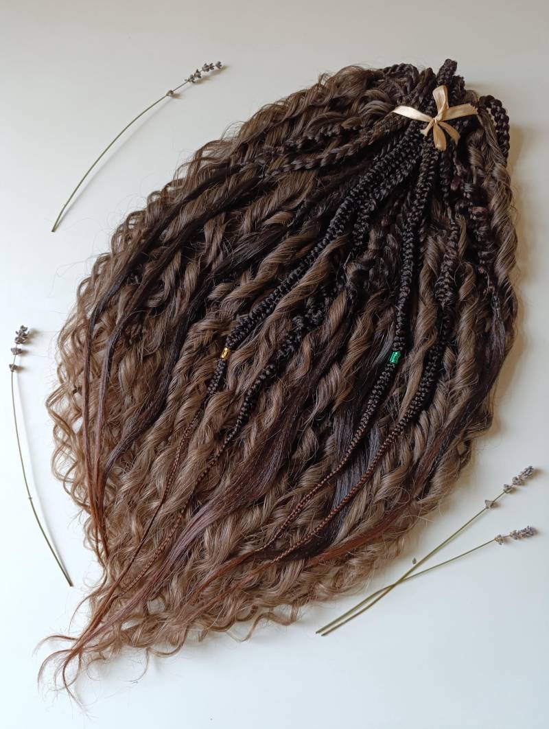 Dunkelbraune Geflochtene Dreads/Flechte Lange Gewellte Haare Auburn Ombre von Etsy - KIRINDREADS