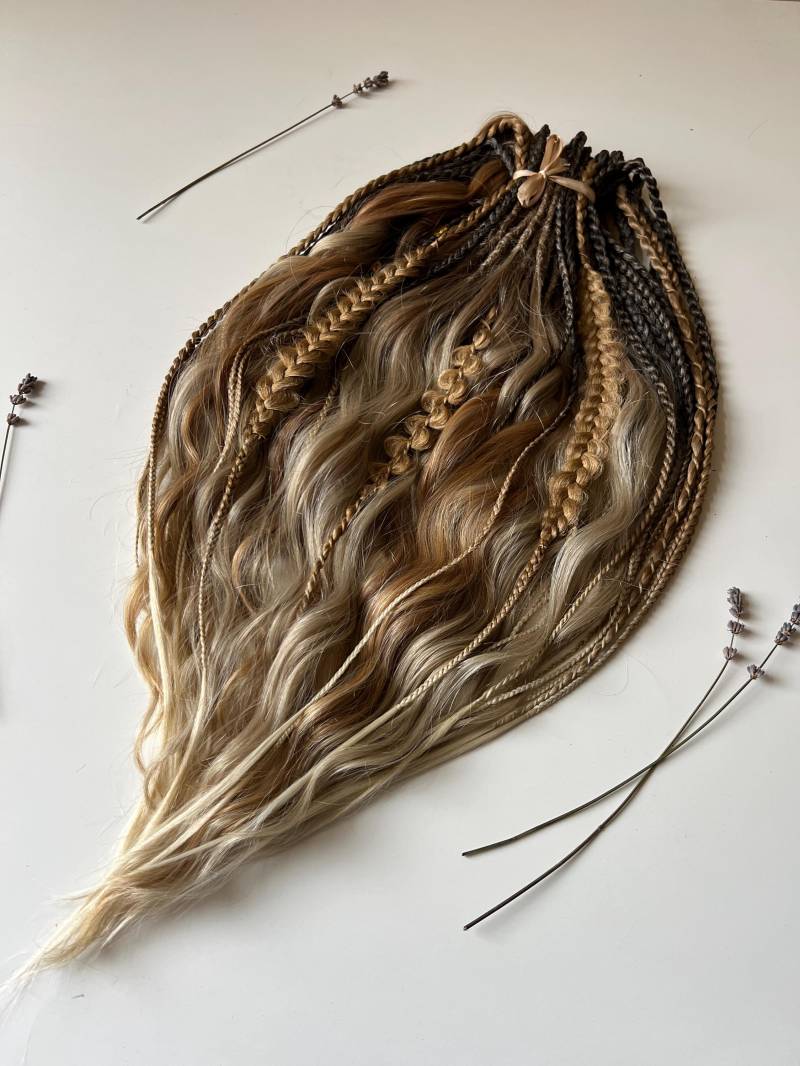 Geflochtene Dreadlocks in Beige Und Braun Gewelltes Boho De Set Mit Texturierten Zöpfen Naturtönen von Etsy - KIRINDREADS