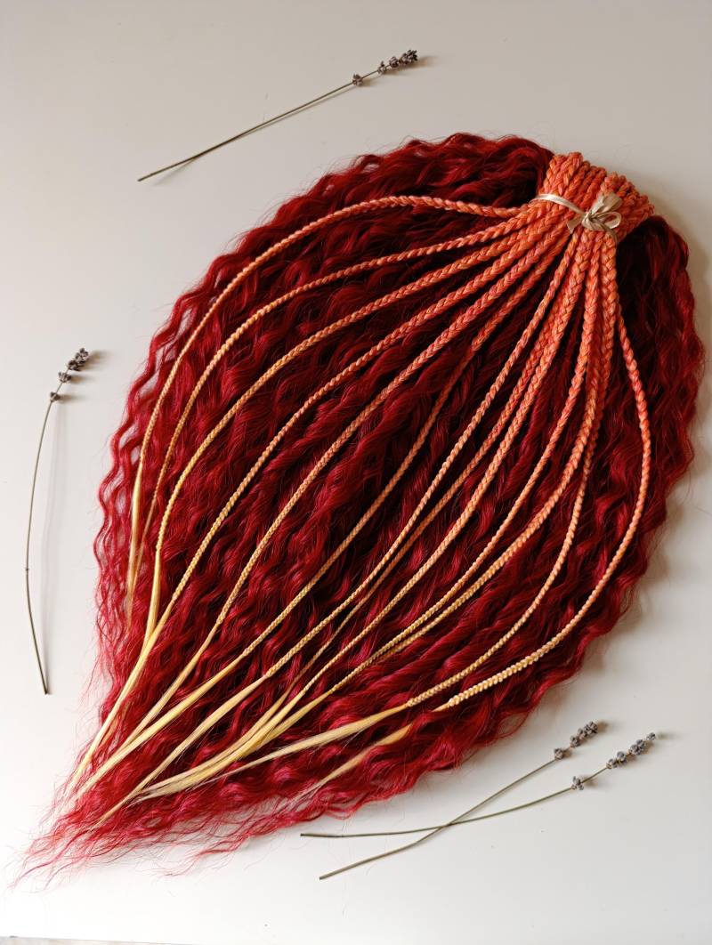 Geflochtene Dreadlocks in Feurig Rot Und Orange - Wellige Texturierte Boho Haare Geflochtene Dreadlocks in Feurig Rot Und Orange - Wellige Texturierte Boho Haare von Etsy - KIRINDREADS