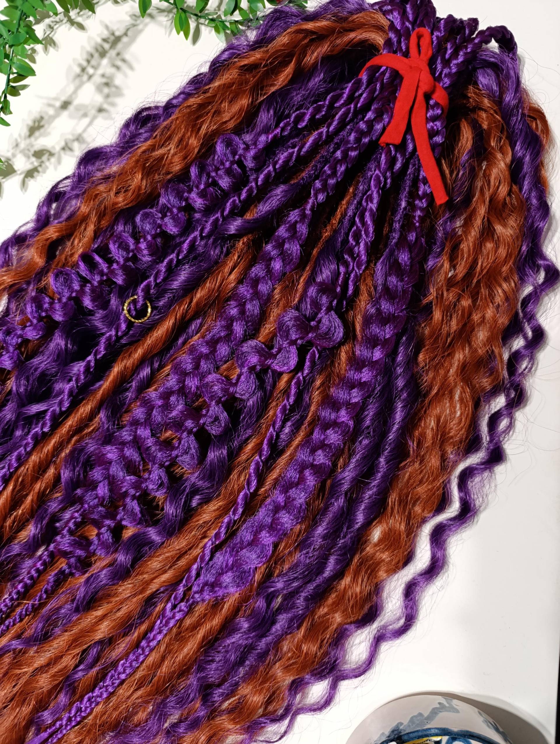 Geschenk Für Dich Selbst Kastanienbraune Lockige Dreadlocks Mit Gemischten Zöpfen, Kanekalon Kunsthaarverlängerungen von Etsy - KIRINDREADS