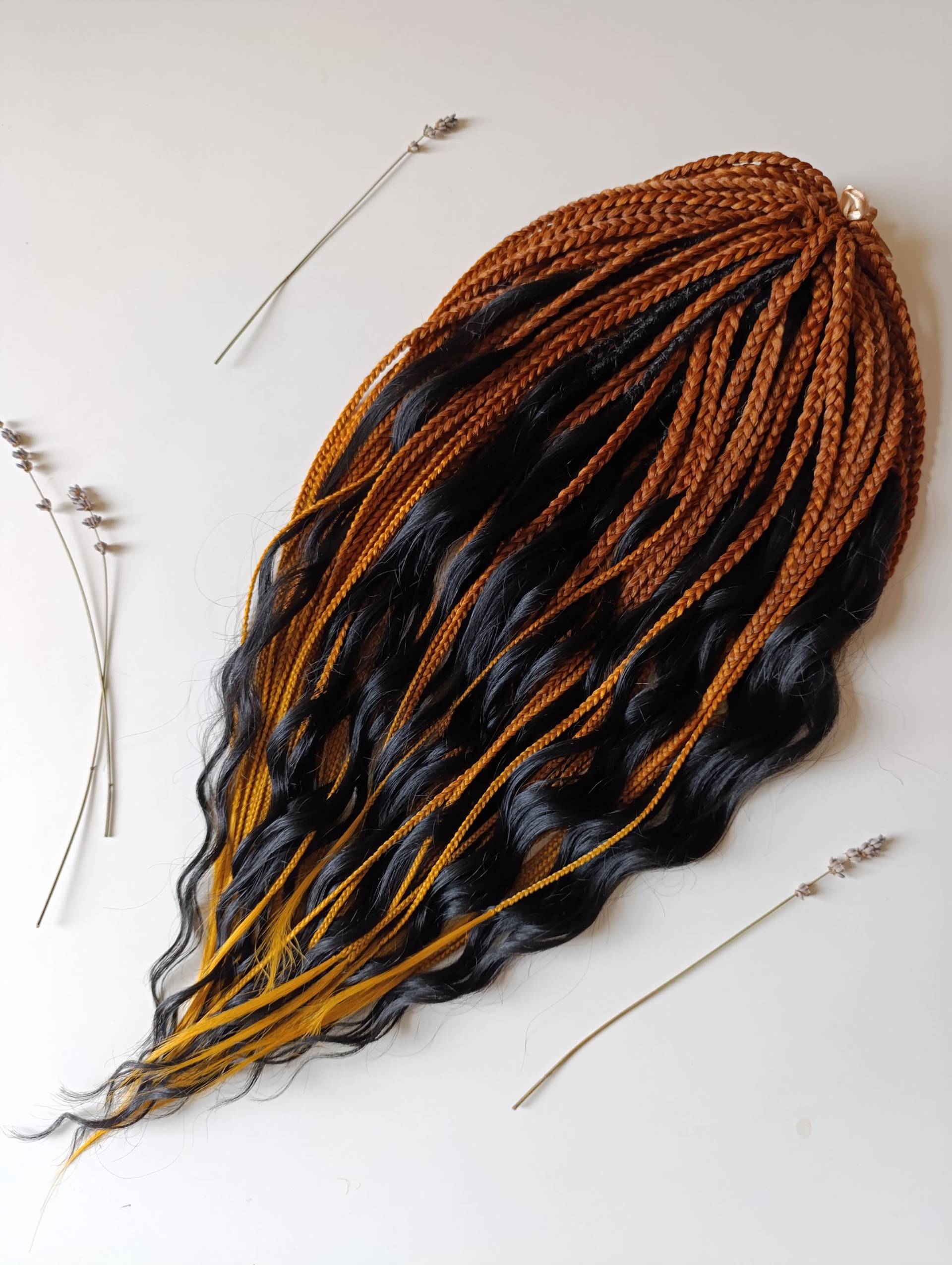 Leichte Kamm-Locken in Rostbraun Und Schwarz - Voluminöse Kanekalon Haarverlängerungen von Etsy - KIRINDREADS