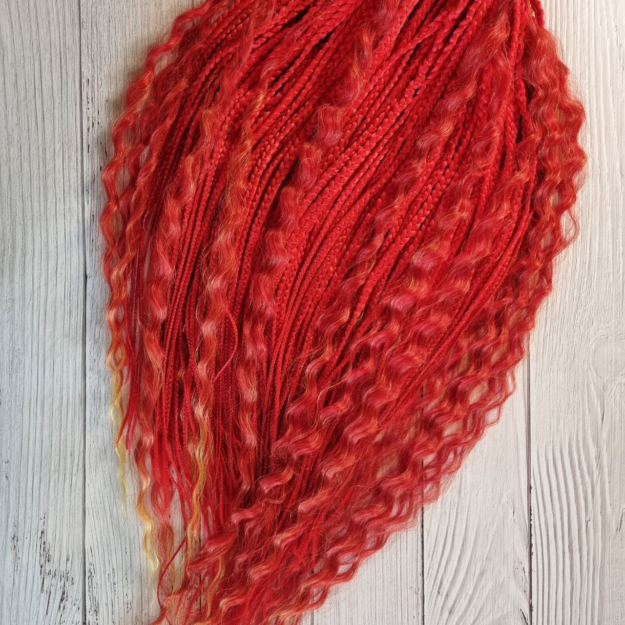 Personalisierte Rote Haarverlängerung Kanekalon Curly Handgemachte Dreads von Etsy - KIRINDREADS