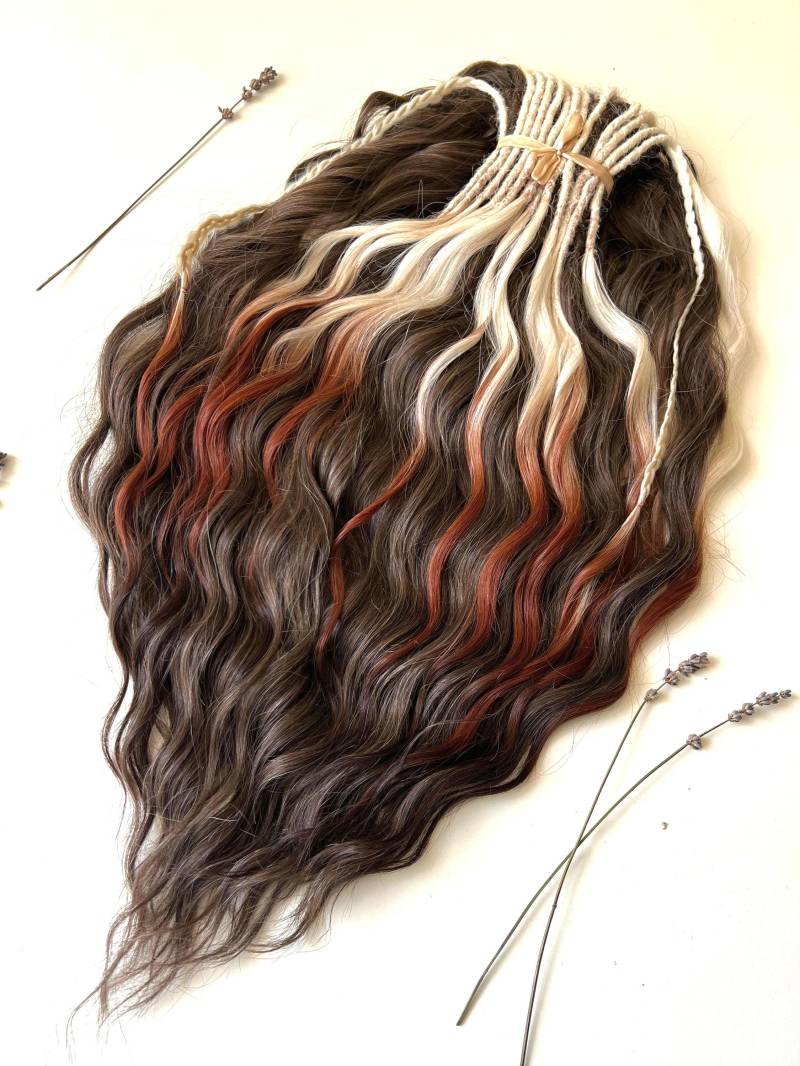 Schokolade Braune Gewellte Dreadlocks Mit Zöpfen, Curly Ends, De Kunsthaarverlängerungen von Etsy - KIRINDREADS