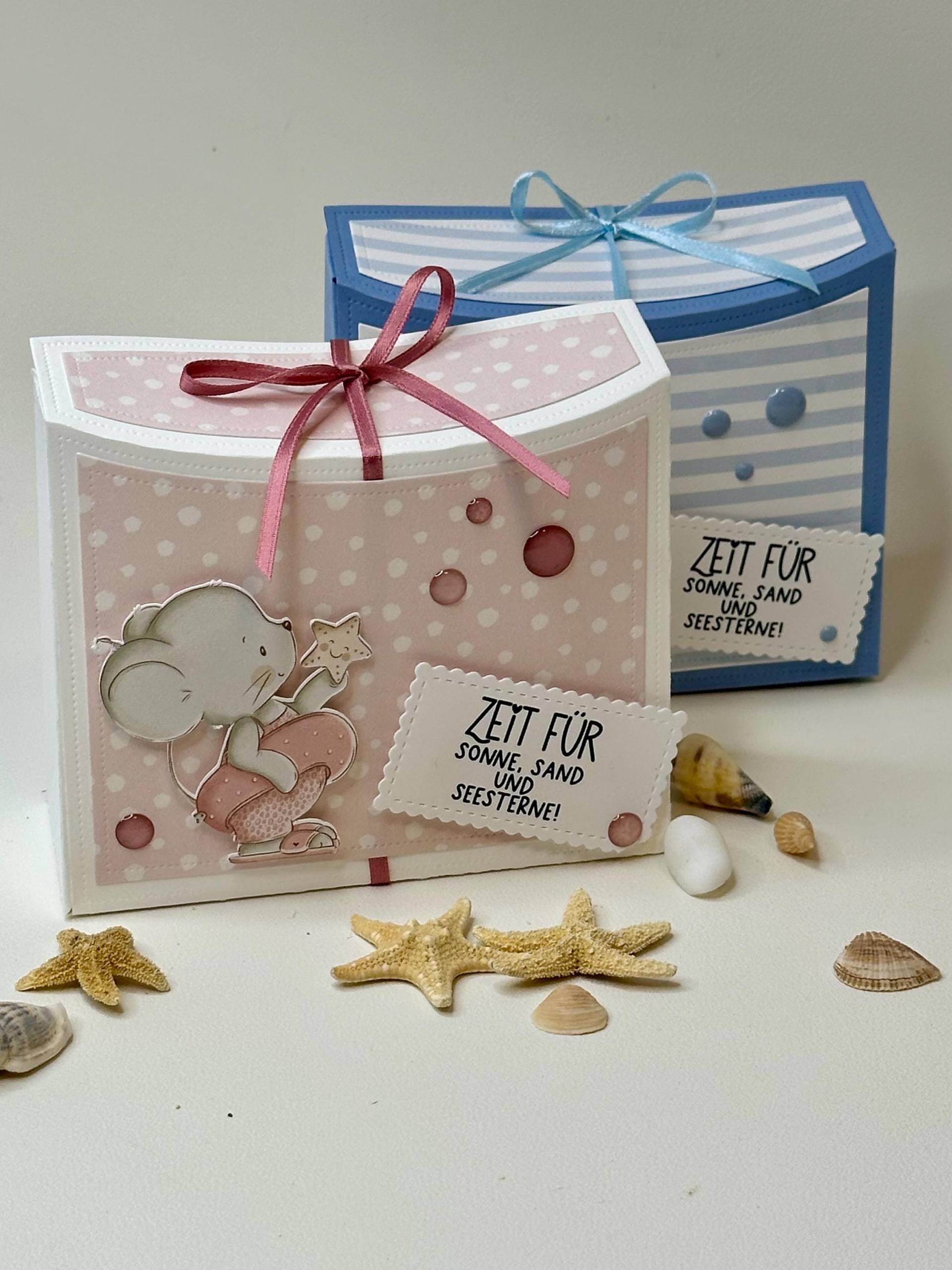 Geschenkbox Strandmaus - Handgemachte Sommerbox in Blau Oder Rosa, Ideal Für Geld- Und Gutscheingeschenke Geschenkbox Strandmaus - Handgemachte Sommerbox in Blau Oder Rosa, Ideal Für Geld- Und Gutscheingeschenke von Etsy - KathisPapierkunst