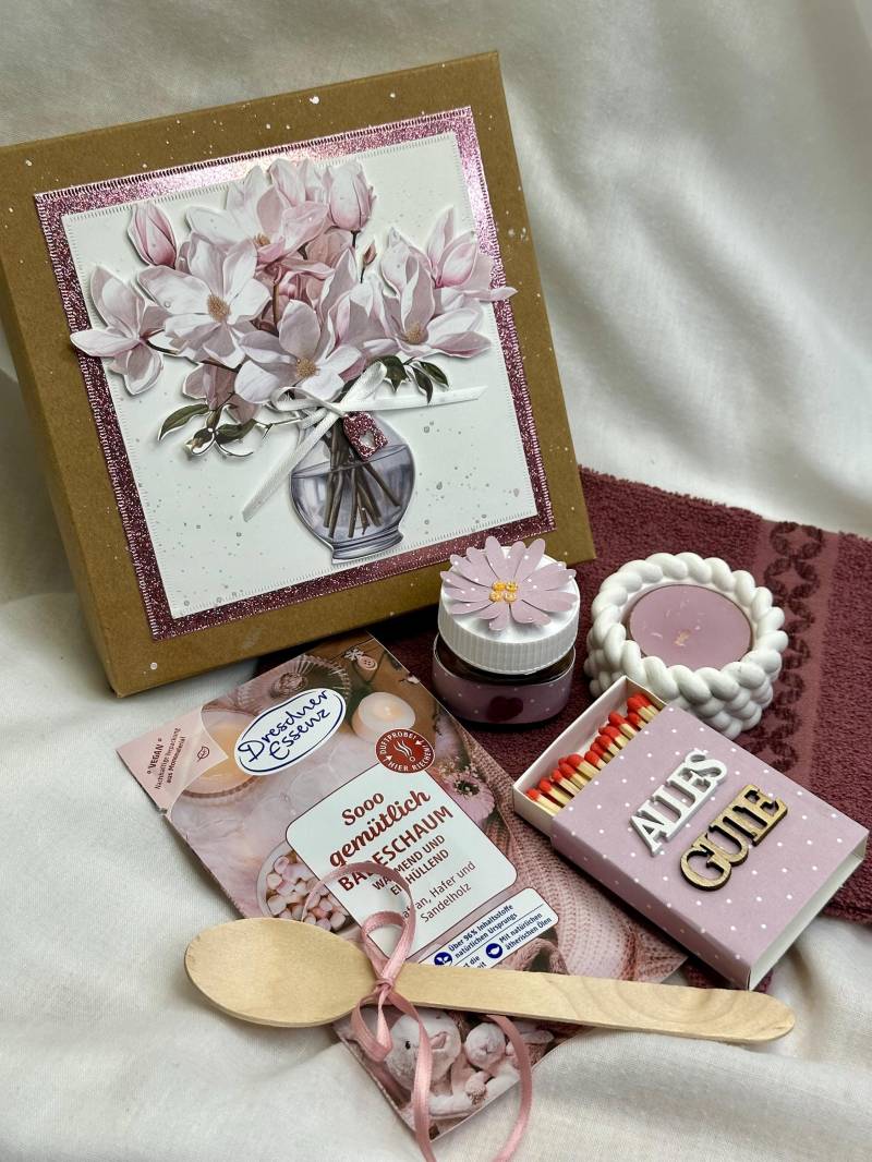 Geschenkset - Wohlfühlset Mit Schaumbad- Teelichthalter Nutella Wellness Für Zu Hause Wohlfühlmoment Zum Muttertag Oder Geburtstag von Etsy - KathisPapierkunst