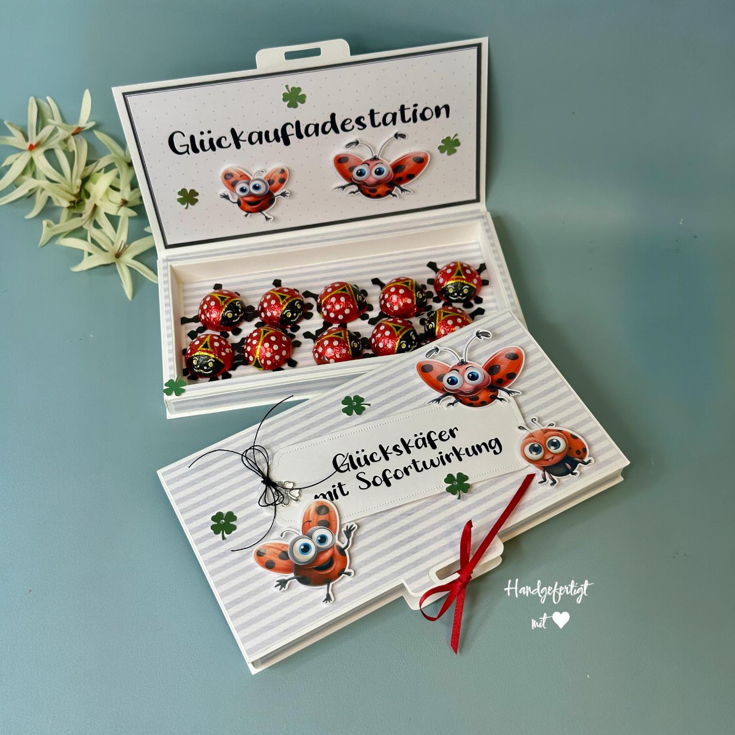 Glückaufladestation Mit Schokokäfern - Marienkäfer-Geschenkbox Als Kleine Aufmerksamkeit Sofortwirkung Glückaufladestation Mit Schokokäfern - Marienkäfer-Geschenkbox Als Kleine Aufmerksamkeit Sofortwirkung von Etsy - KathisPapierkunst