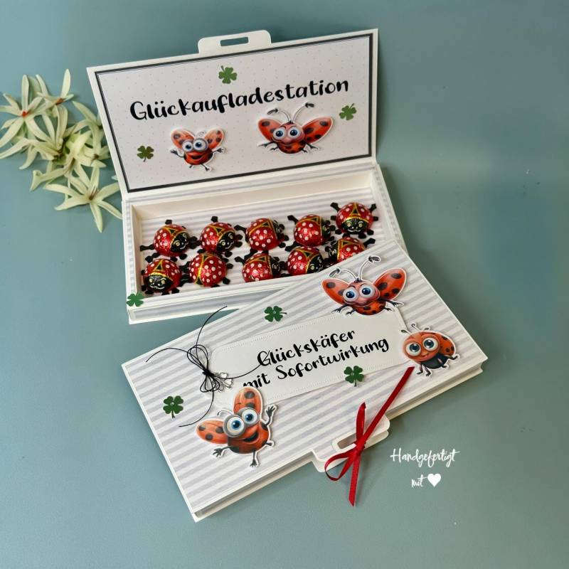 Glückaufladestation Mit Schokokäfern - Marienkäfer-Geschenkbox Als Kleine Aufmerksamkeit Sofortwirkung von Etsy - KathisPapierkunst