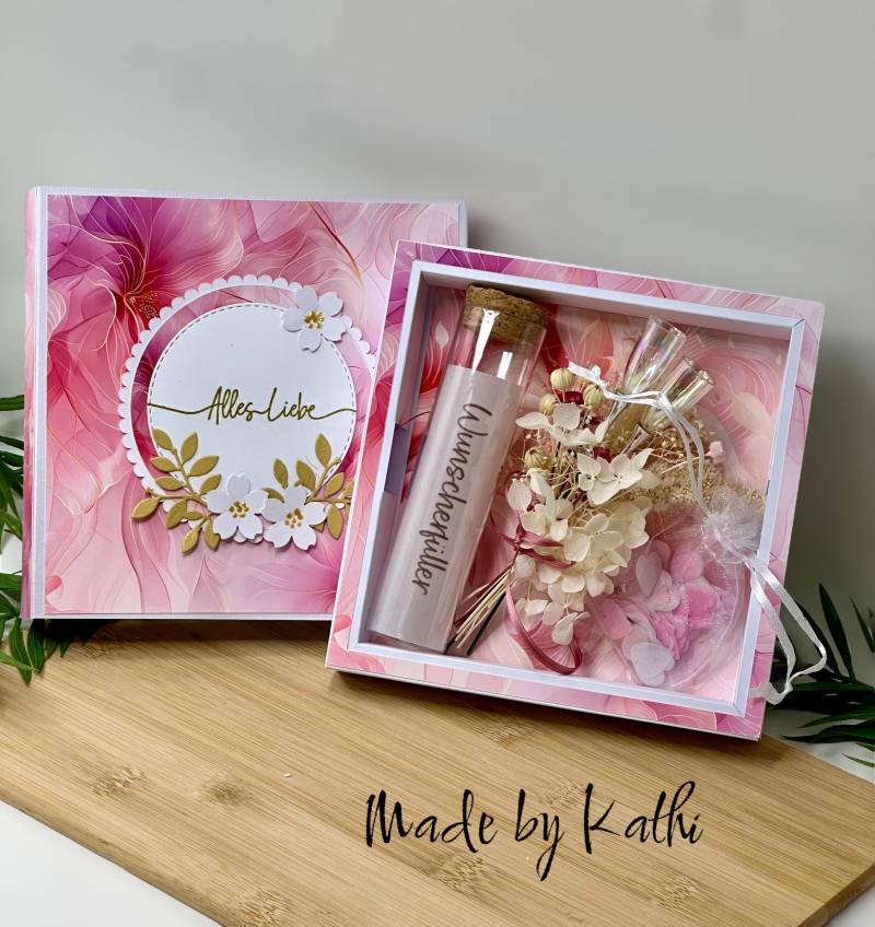 Handgemachte Geschenkbox Mit Trockenblumen & Sektgläsern - Gutscheinverpackung Zum Geburtstag Oder Zur Hochzeit von Etsy - KathisPapierkunst