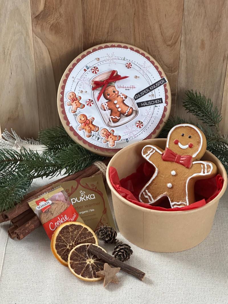 Handgemachte Geschenkbox Weihnachten Mit Lebkuchenmann Oder Frau Aus Ton, Pukka Tee, Cookie & Orangen-Deko - Wähl Dein Finish von Etsy - KathisPapierkunst