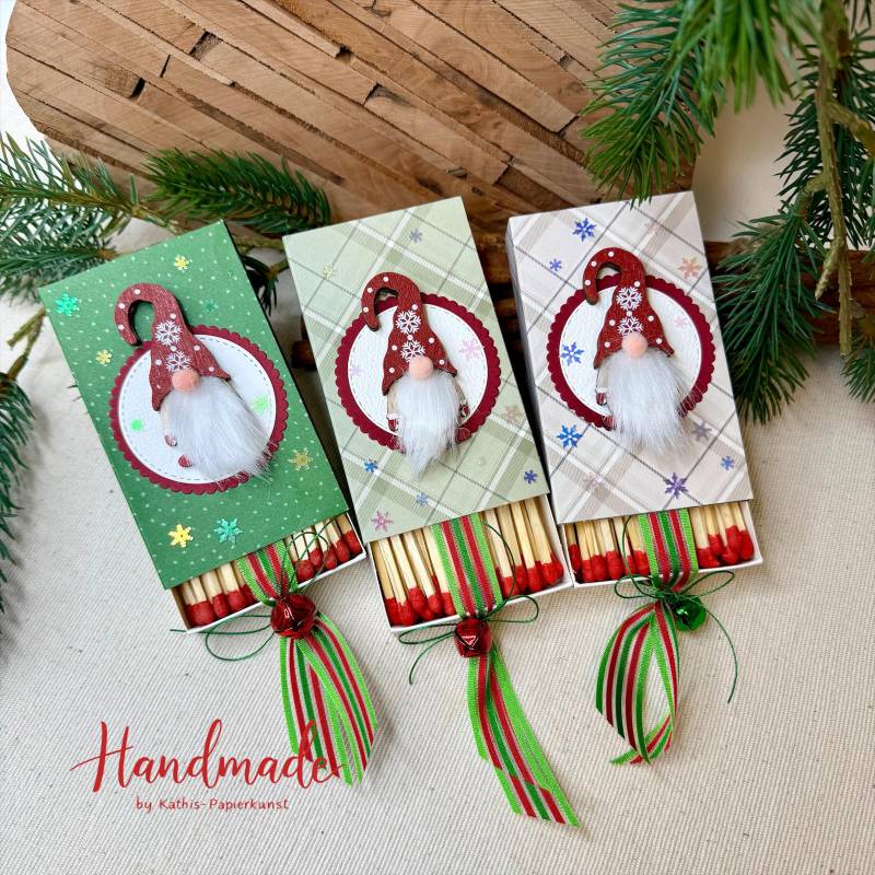 Handverzierte Streichholzschachtel - Weihnachtsgeschenk, Wichtelgruß, Deko Oder Mitbringsel Handmade By Kathis Papierkunst von Etsy - KathisPapierkunst