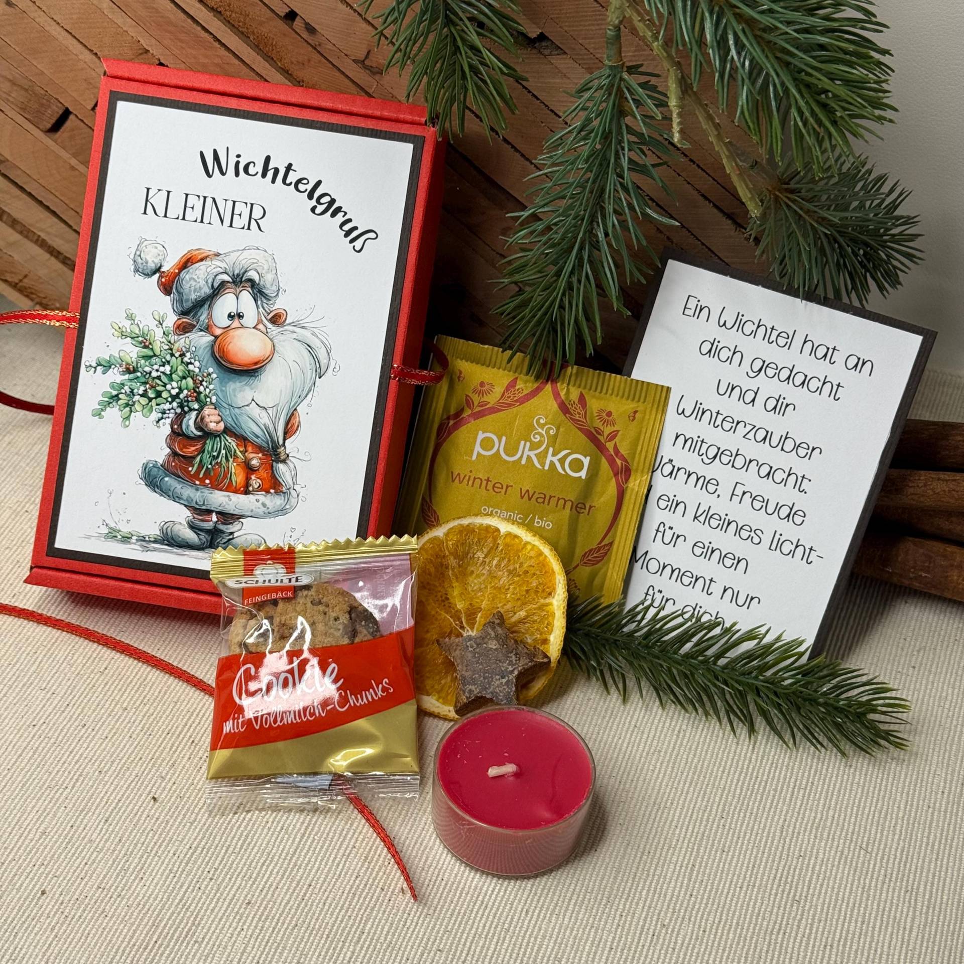 Kleiner Wichtelgruß Geschenkbox | Winter-Mini-Set Mit Tee, Keks, Kerze, Handgemachte Aufmerksamkeit Weihnachten Wichteln Kollegen Geschenk von Etsy - KathisPapierkunst