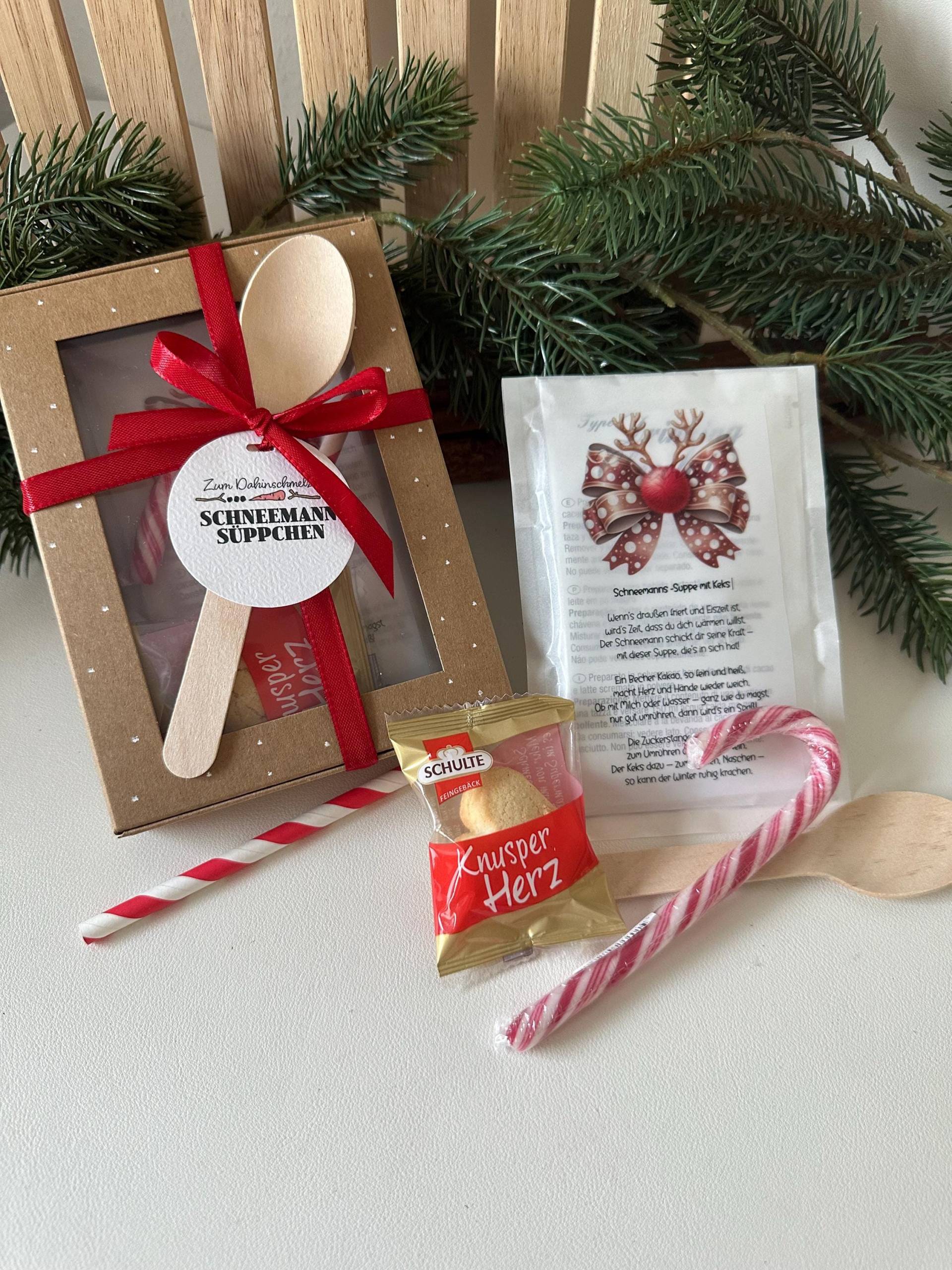 Schneemannsüppchen Geschenkset - Trinkschokolade, Keks, Zuckerstange Winter Wichtelgeschenkidee Kathispapierkunst Schneemannsüppchen Geschenkset - Trinkschokolade, Keks, Zuckerstange Winter Wichtelgeschenkidee Kathispapierkunst von Etsy - KathisPapierkunst