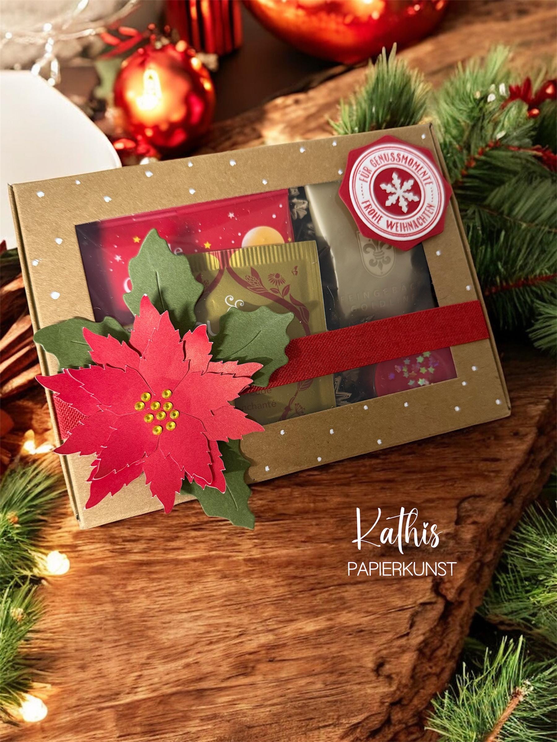 Weihnachtliche Geschenkbox Mit Tee, Badezusatz, Gebäck, Teelicht Und Deko, Handgemachte 3D Weihnachtsstern Box, Kleines Wintergeschenk von Etsy - KathisPapierkunst