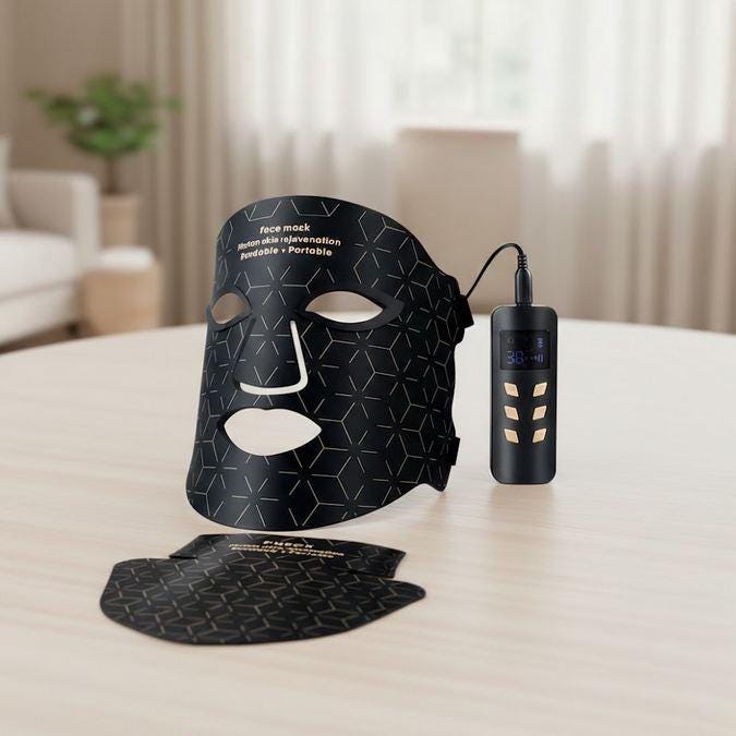 Schwarze Led-Gesichtsmaske Verjüngung, Rot, Blau, Gelb Lichttherapie Schwarze Led-Gesichtsmaske Verjüngung, Rot, Blau, Gelb Lichttherapie von Etsy - KatiaGlow