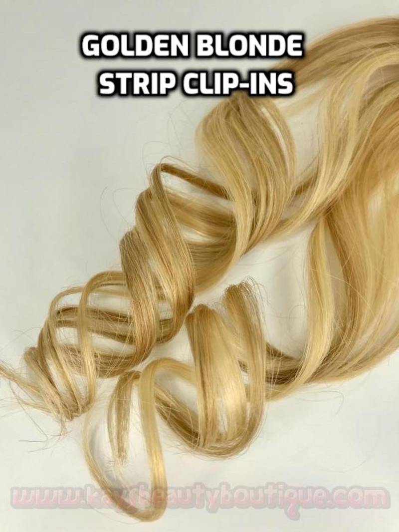 100% Echthaar Goldene Blond Mix Highlights Streifen Clip-In Verlängerungsstreifen 1Stk von Etsy - KaysBeautyBoutique
