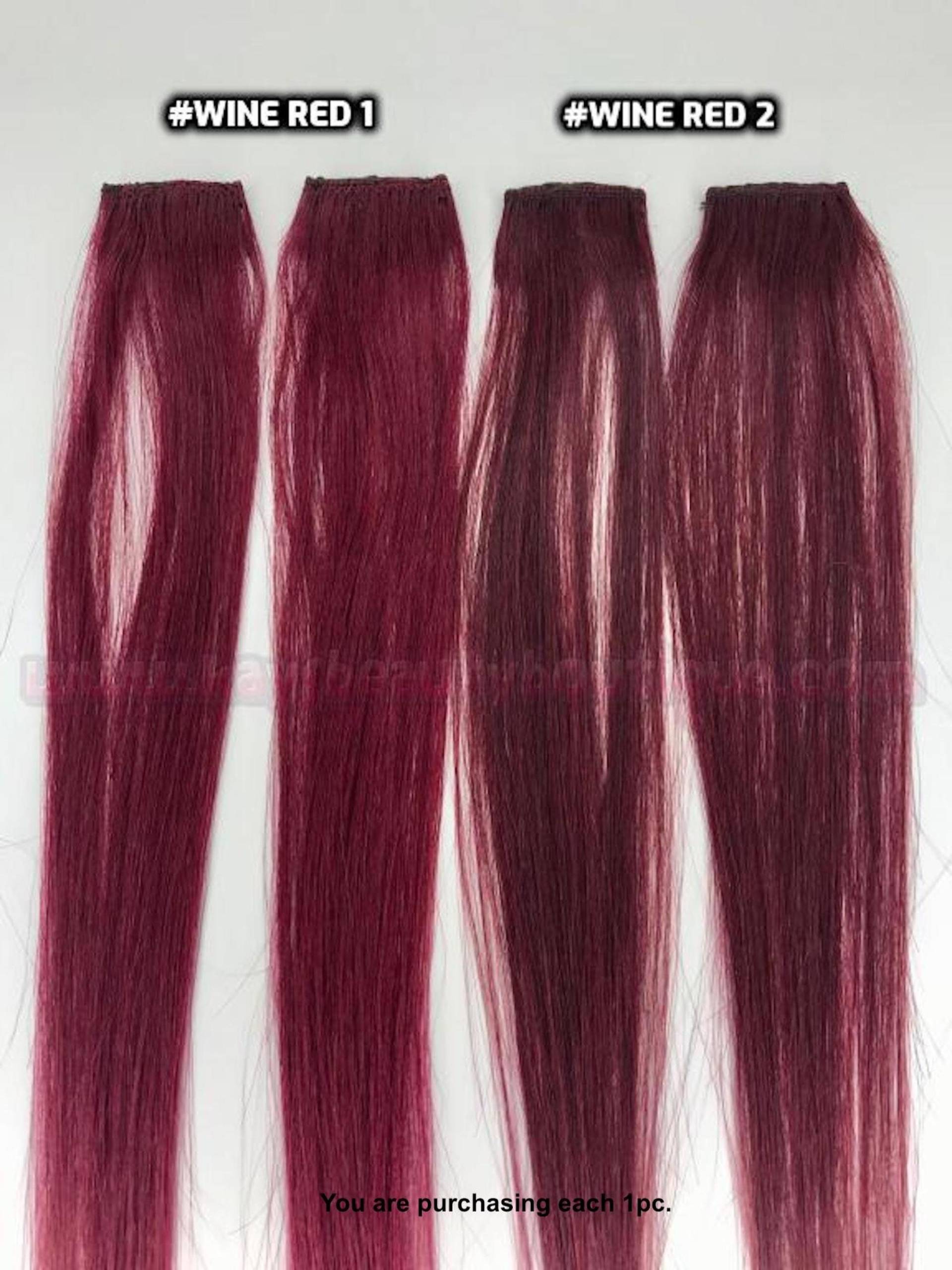 100% Echthaar Knallrot Streifen Clip-In Verlängerungen 1Stk von Etsy - KaysBeautyBoutique