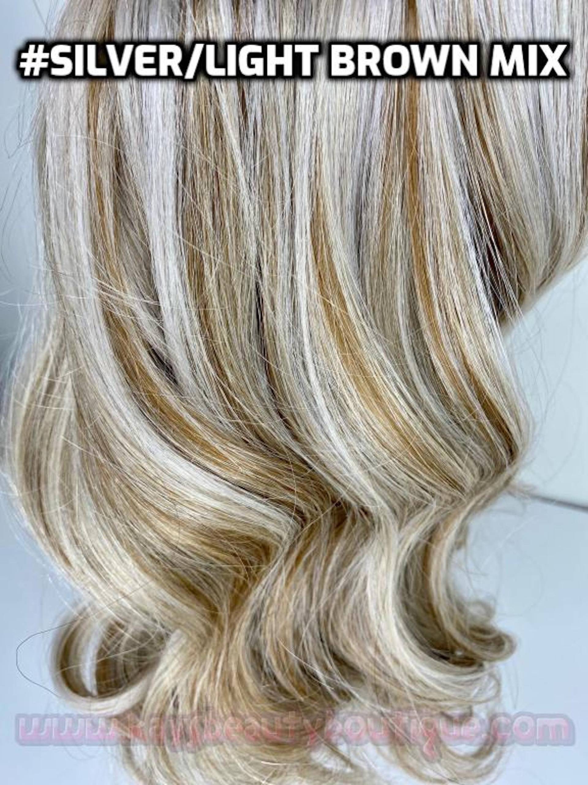 100% Echthaar Silber Und Hellbraun Mix Handgefertigte Clip-In-Haarverlängerungen von Etsy - KaysBeautyBoutique