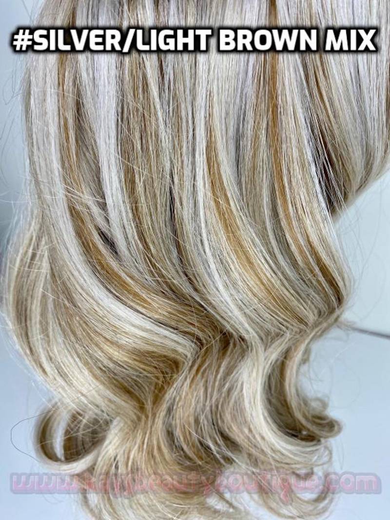 100% Echthaar Silber Und Hellbraun Mix Handgefertigte Clip-In-Haarverlängerungen von Etsy - KaysBeautyBoutique