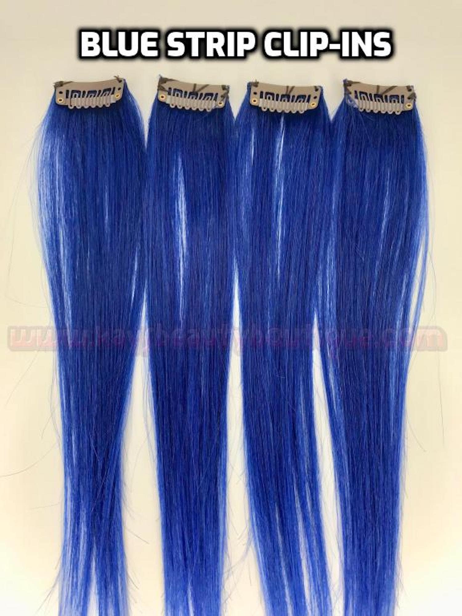 Hellblaue Streifen Clip-Ins 100% Echthaar Strähnchen 1Stk von Etsy - KaysBeautyBoutique