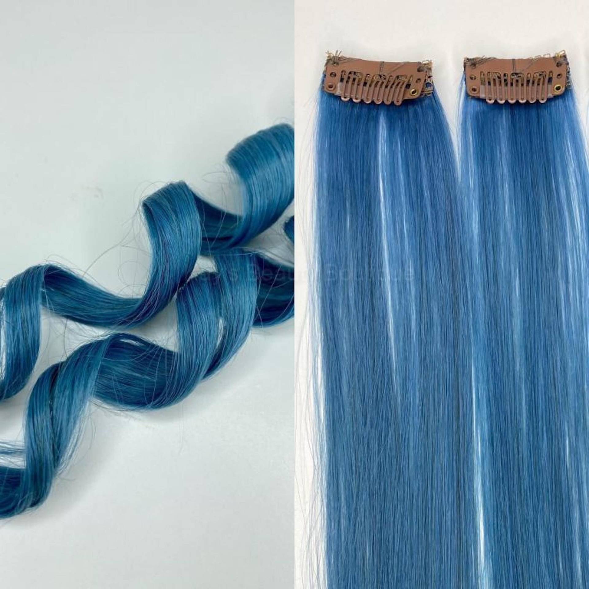 Helles Türkis Teal Streifen Clip-Ins 100% Echthaar Strähnchen 1Stk von Etsy - KaysBeautyBoutique