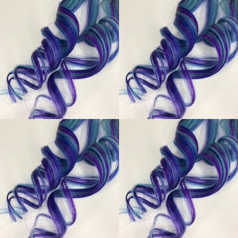 Türkis Teal Lila Blau Mix Streifen Clip-Ins 100% Echthaar-Verlängerungen 1Stk von Etsy - KaysBeautyBoutique