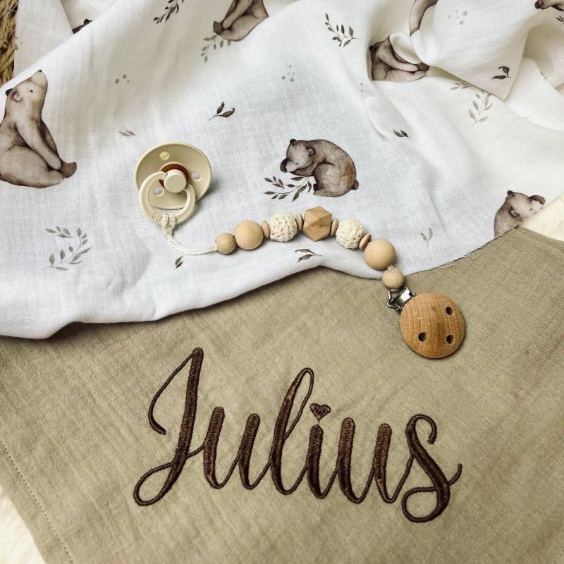 2Er Set Musselintuch Baby - Geschenkset Zur Geburt Spucktuch Personalisiert Mulltuch Bären Teddybär Geschenk Babyparty von Etsy - Kejki