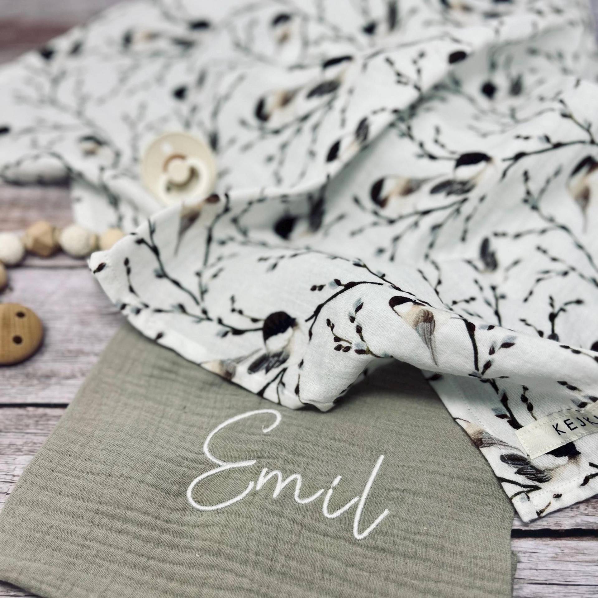 Musselintuch Baby - Geschenkset Zur Geburt Musselin Babydecke Personalisiert Mulltuch Vögel Musselintuch Baby - Geschenkset Zur Geburt Musselin Babydecke Personalisiert Mulltuch Vögel von Etsy - Kejki