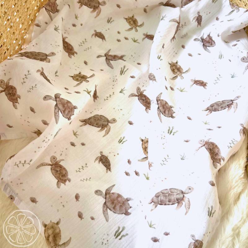 Baby Musselintuch Mit Schildkröten - Personalisiert Namen Unterwasserwelt Mulltuch, Spucktuch, Stilltuch Geschenk Zur Geburt & Taufe von Etsy - Kejki