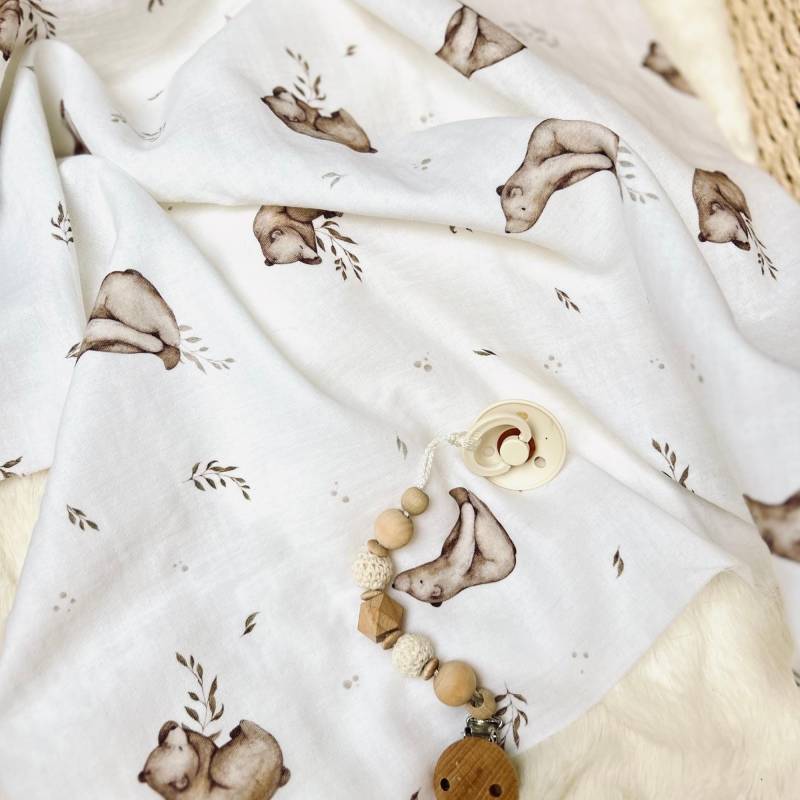 Musselintuch Baby Personalisiert Mit Bären-Motiv - Spucktuch, Mulltuch, Sommerdecke, Stilltuch Geschenk Zur Geburt & Babyparty von Etsy - Kejki