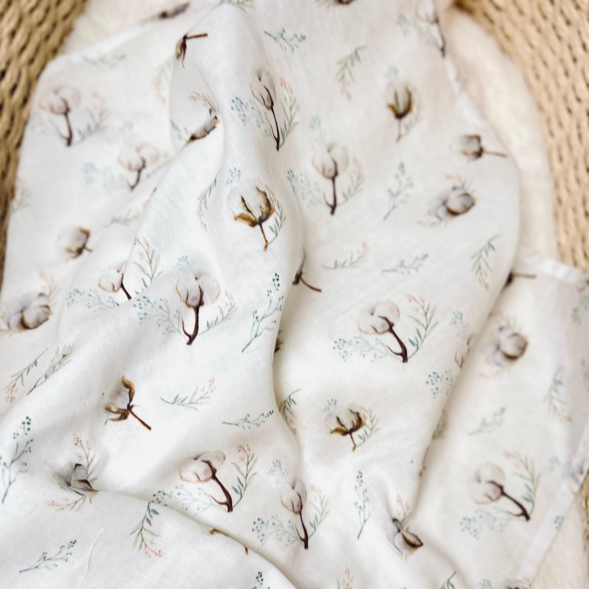 Musselintuch Baby Personalisiert Mit Baumwollblüten - Spucktuch, Mulltuch, Stilltuch, Decke Geschenk Zur Geburt & Babyparty von Etsy - Kejki