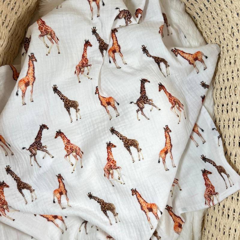 Musselintuch Baby Personalisiert Safari Mit Giraffen - Spucktuch, Mulltuch, Stilltuch, Decke Geschenk Zur Geburt & Babyparty von Etsy - Kejki