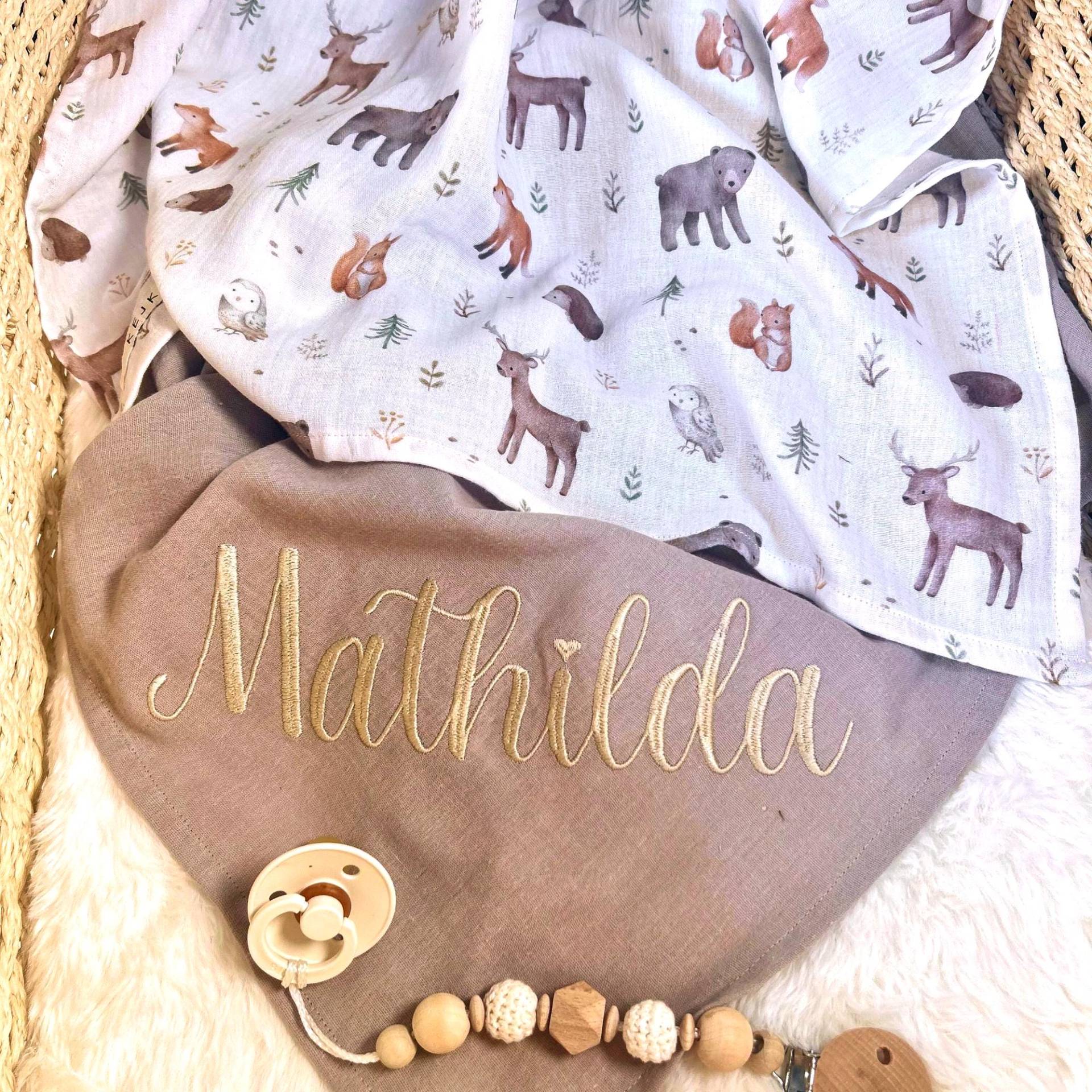 Musselintuch-Set Baby Personalisiert Mit Waldtier-Motiv - Spucktuch, Mulltuch, Stilltuch Geschenkset Zur Geburt & Babyparty Musselintuch-Set Baby Personalisiert Mit Waldtier-Motiv - Spucktuch, Mulltuch, Stilltuch Geschenkset Zur Geburt & Babyparty von Etsy - Kejki
