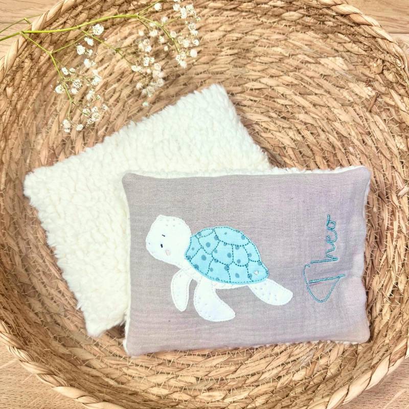Wärmekissen Baby Personalisiert - Musselin Körnerkissen Mit Schildkröte & Name Geschenk Zur Taufe Oder Geburt von Etsy - Kejki