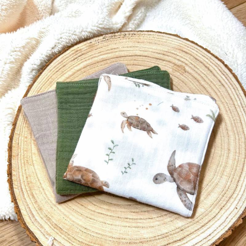 Waschlappen Schildkröte Musselintuch Baby - Geschenk Zur Geburt Lätzchen Musselin- Mulltuch Meerestiere- Unterwasserwelt Ozean von Etsy - Kejki