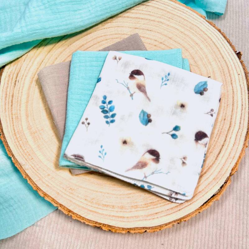 Waschlappen Vögel Musselintuch Baby - Geschenk Zur Geburt Lätzchen Musselin- Mulltuch Tiere Spucktuch Babyparty von Etsy - Kejki