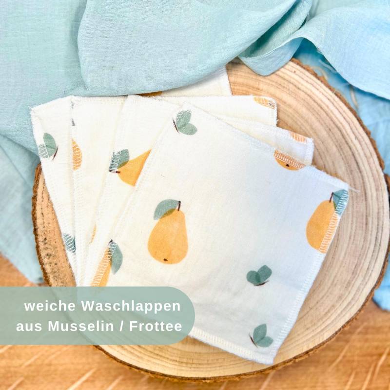 Waschlappen Set Birne- Feuchttücher - Musselin Frottee Baby Geschenk Zur Geburt Oder Babyparty Früchte Sommer Abschminktücher von Etsy - Kejki