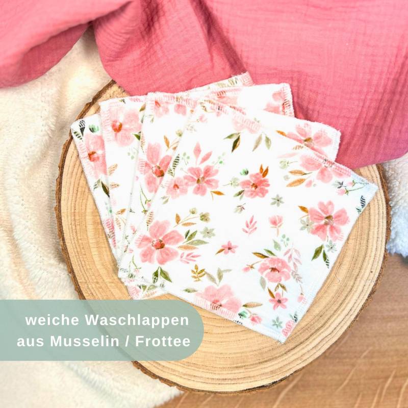 Waschlappen Set Blumen - Feuchttücher Musselin Frottee Baby Geschenk Zur Geburt Oder Babyparty Rosen Abschminktücher von Etsy - Kejki
