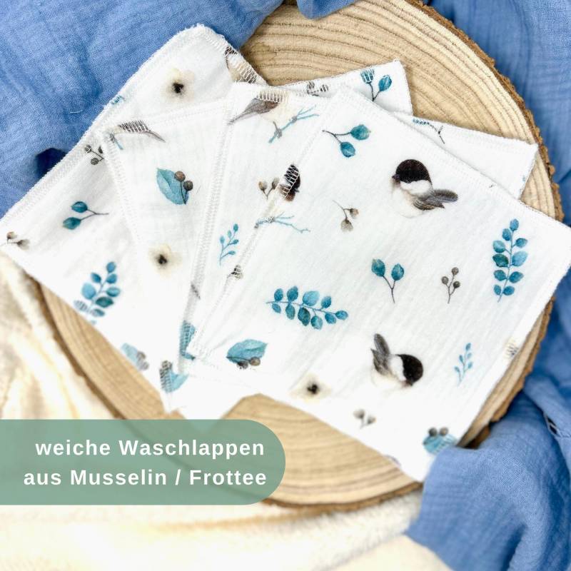 Waschlappen Set Vögel - Feuchttücher Musselin Frottee Baby Geschenk Zur Geburt Oder Babyparty Abschminktücher Kosmetiktücher von Etsy - Kejki