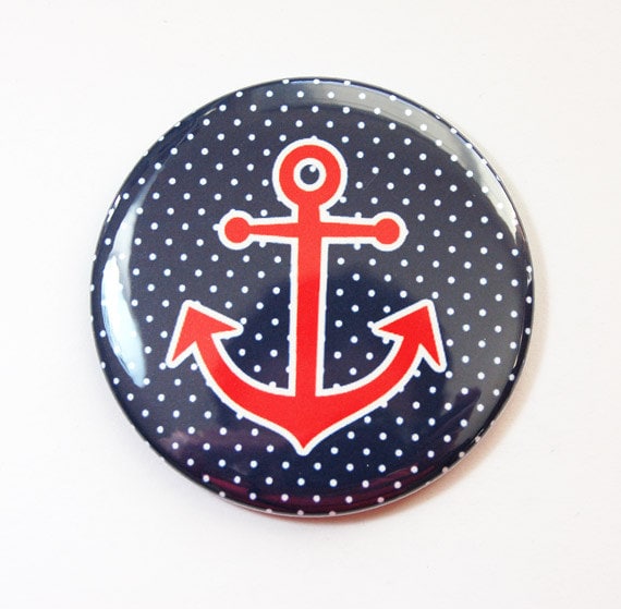 Anker-Taschenspiegel, Taschenspiegel, Spiegel, Nautisch, Marine, Rot, Gepunktet, Geschenk Für Sie, Anker-Spiegel, Marine | 3624 von Etsy - KellysMagnets
